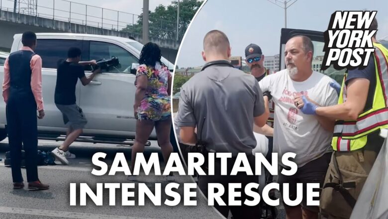 Samaritans desperately smash truck windows to rescue stricken driver | New York Post