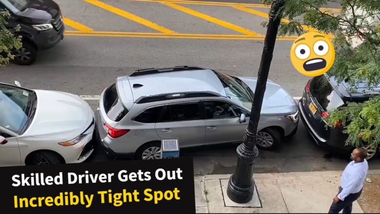 Skilled New York driver expertly maneuver his car out of a tight parking space!