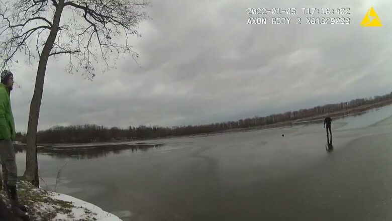 Heroic Police Officer Jumps Into Frozen Lake To Rescue Dog