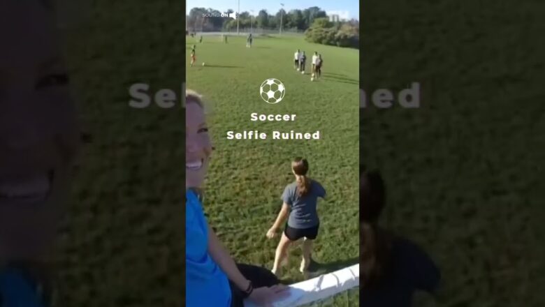 Girl Sitting on Top of Goal Gets Hit