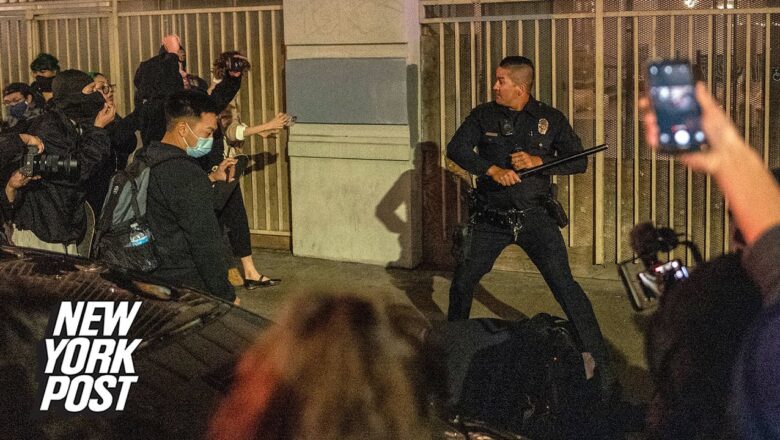 LAPD officers clash with protesters after leaked Roe v. Wade opinion  | New York Post