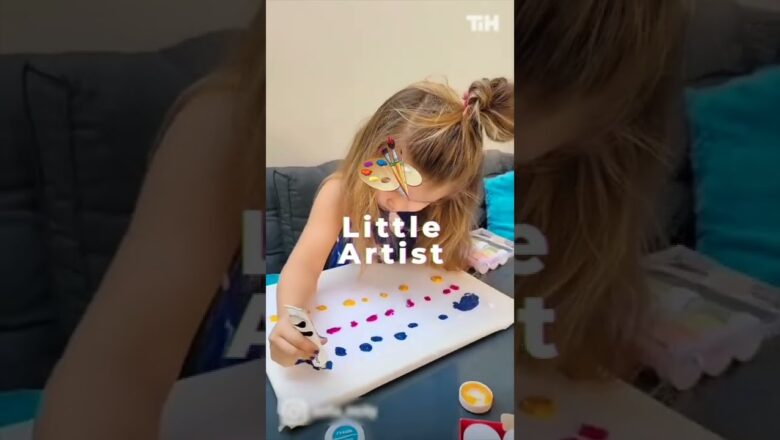 Little Girl Creates Beautiful Artwork Using Oil Paint