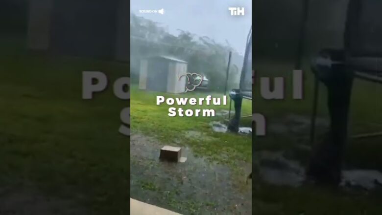 Powerful Storm Picks Up Trampoline