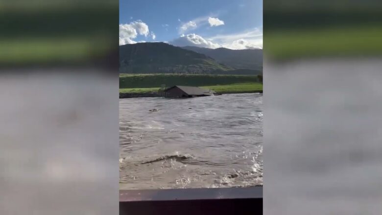 Home being swept along the Yellowstone River