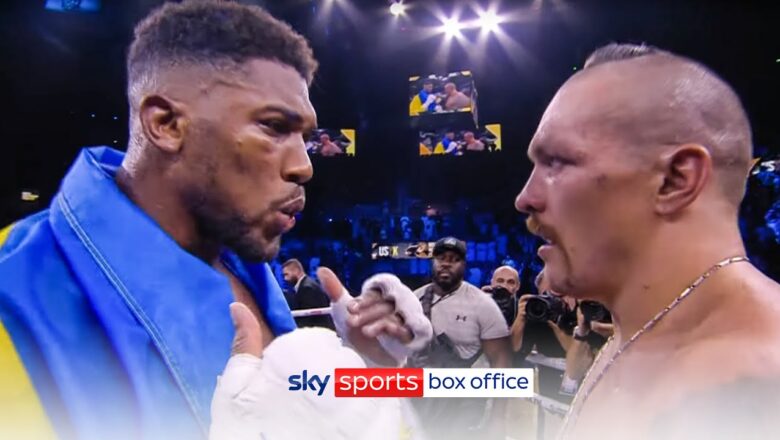 Anthony Joshua confronts Oleksandr Usyk after defeat & throws belts out of the ring