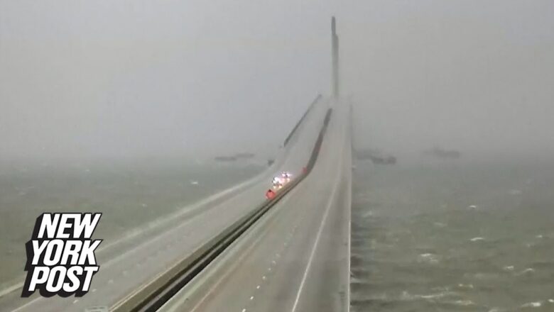 Rough waters seen under Sunshine Skyway Bridge in Tampa, as FL braces for Hurricane Ian | NY Post