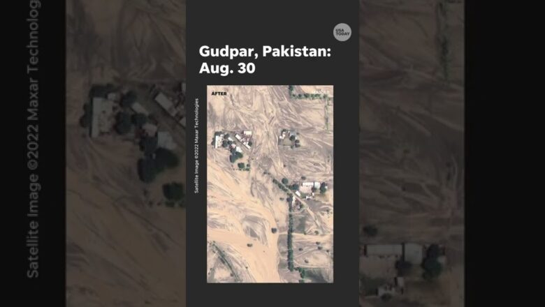 Satellite images show Pakistan underwater after monsoon rains, floods | USA TODAY #Shorts