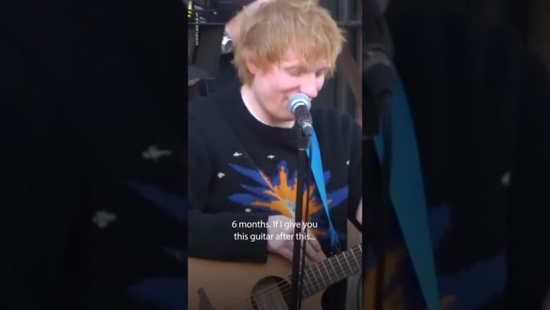 Ed Sheeran gives away his guitar to young fan after impromptu concert | USA TODAY #Shorts