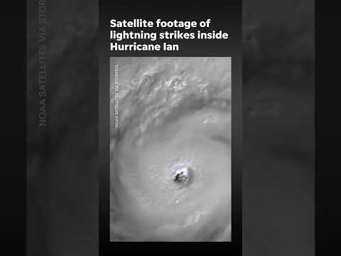 Satellite footage of lightning strikes inside Hurricane Ian | USA TODAY #Shorts