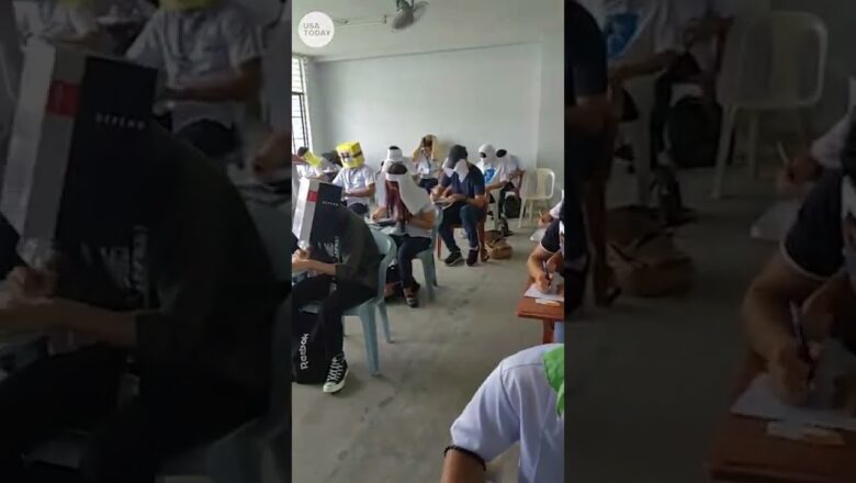 Students wear hilarious ‘anti-cheating’ hats during exams | USA TODAY #Shorts
