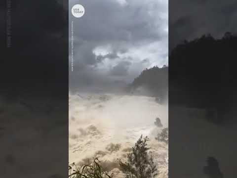 Dam overflows with floodwaters in New South Wales, Australia | USA TODAY #Shorts