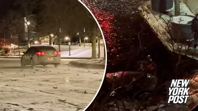 Alleged drunk driver cruises onto frozen canal, plunges through ice | New York Post