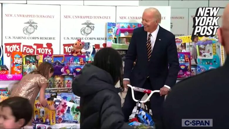 Biden mounts kid-sized bike at Virginia Toys for Tots event after June spill | New York Post