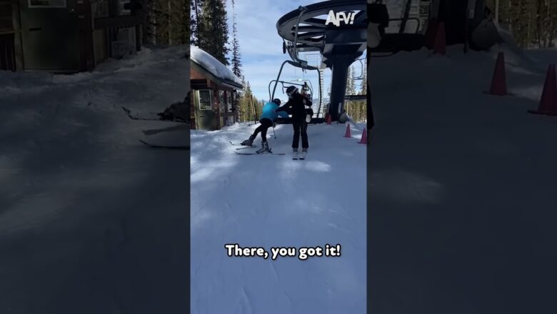 Ski-Lifted up and Dragged Down! ? #fail #snow #ski #funny #afv