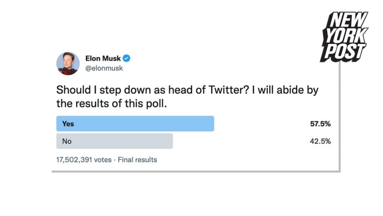 Twitter users vote for Elon Musk to resign as CEO | New York Post