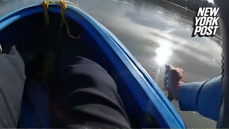 Dramatic video shows cop using screwdrivers as oars while rescuing pilot | New York Post