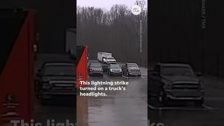 Lightning strikes truck, turns on headlights | USA TODAY #Shorts