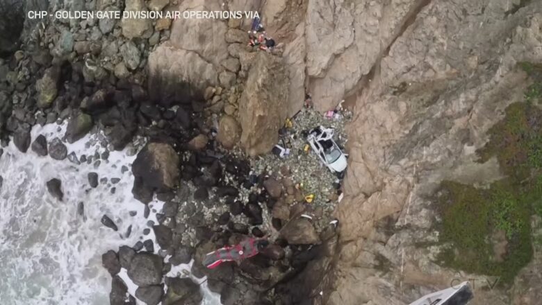 Passengers rescued after vehicle plunges off cliff in California