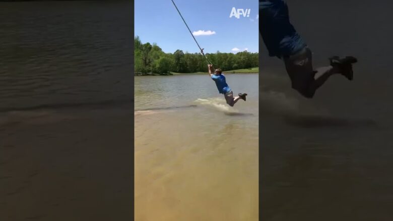 Rope Swings Never Fail to Disappoint!! ??#funny #afv #fall #fail