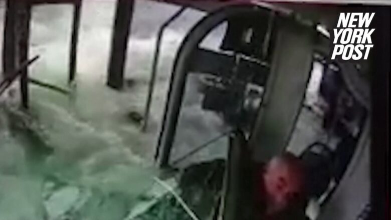 Terrifying video shows panic inside bus as it falls in lake and fills with water | New York Post