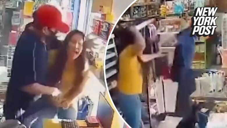 Wild video shows hero LA clerk grab robber’s knife and chase him away | New York Post