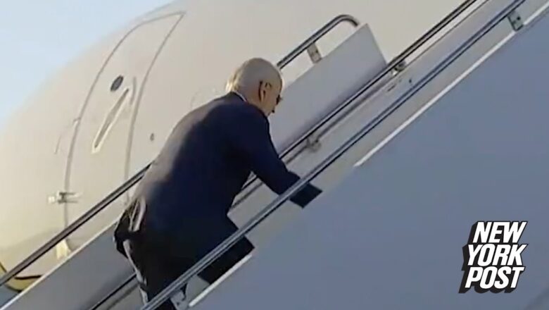 Biden stumbles again on Air Force One, almost falls on Alabama trip | New York Post