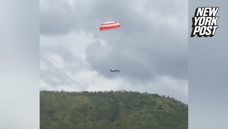 Dramatic video shows entire plane — with newborn onboard — being saved by parachute | New York Post