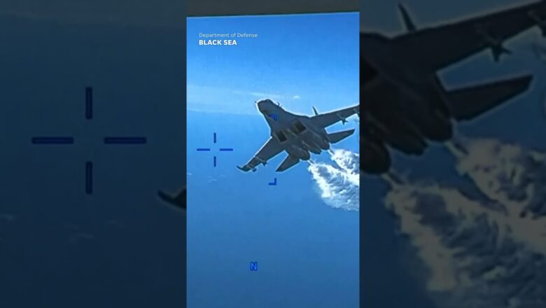 Pentagon releases video of Russian aircraft colliding with US drone over Black Sea #Shorts