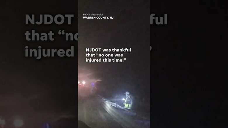 Semi-truck crashes into police vehicles on New Jersey highway #Shorts