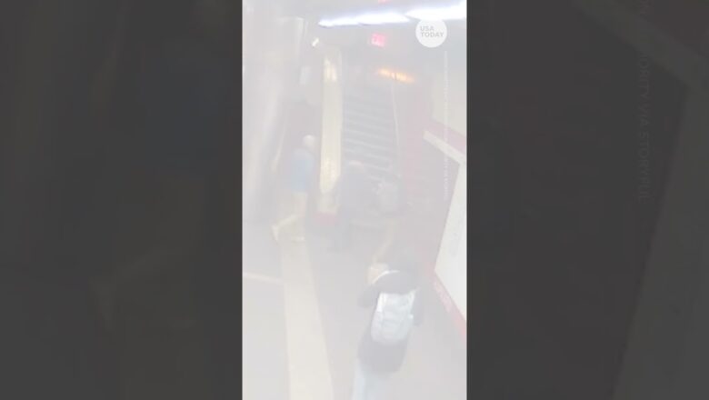 Subway stop ceiling collapses, nearly falls on commuter | USA TODAY #Shorts