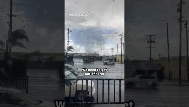 Tornado rips roofs off buildings, destroys cars in Montebello, California #Shorts