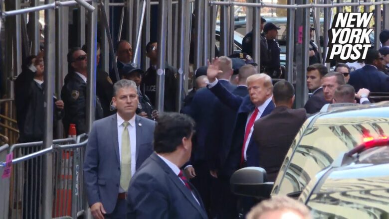 Donald Trump waves to crowds as he enters NYC courthouse to be arraigned | New York Post