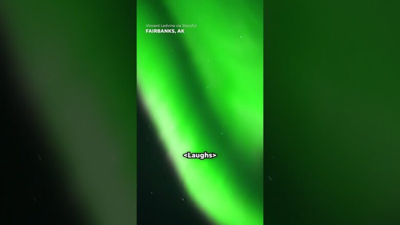 Green aurora in Alaska sky makes snow below glow like it’s ‘radioactive’ #Shorts