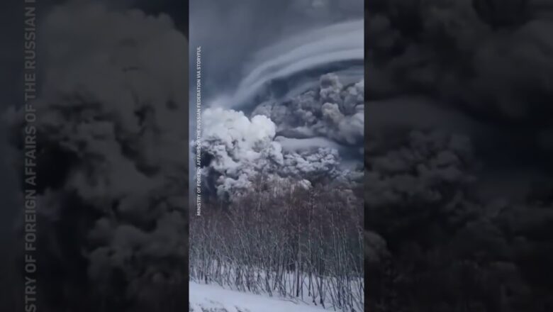 Russia’s Shiveluch Volcano erupts, sending ash into the sky