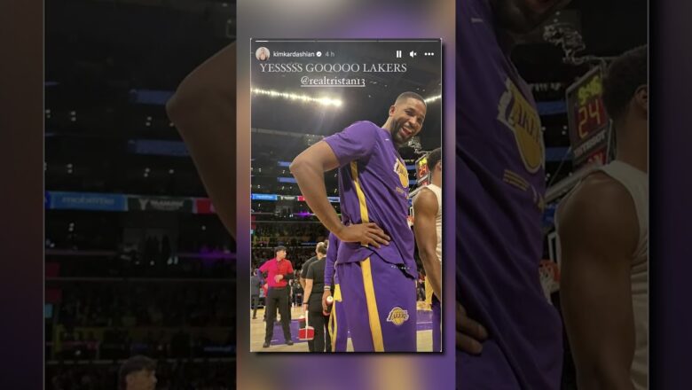 Kim Kardashian Shows Love To Tristan Thompson At Lakers Game