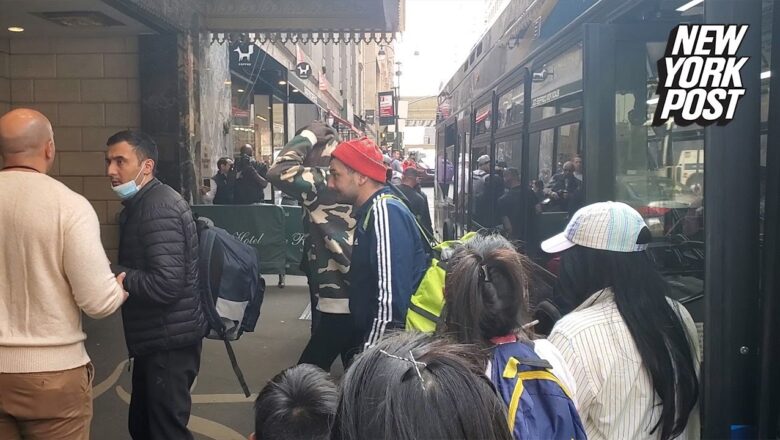 Migrants at packed Roosevelt Hotel bussed to other NYC shelters as dozens more arrive in Midtown