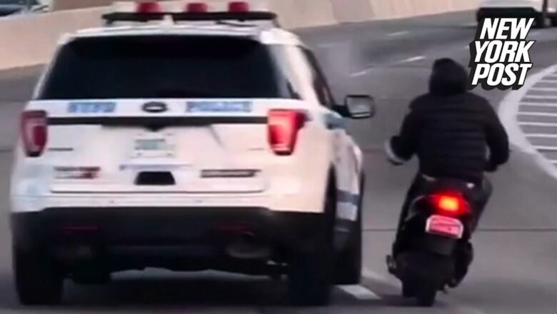 NYPD SUV tries to knock rider off moped in terrifying caught-on-video traffic incident | NY Post