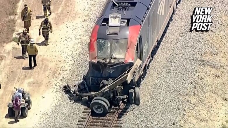 Amtrak train derails after striking truck in California