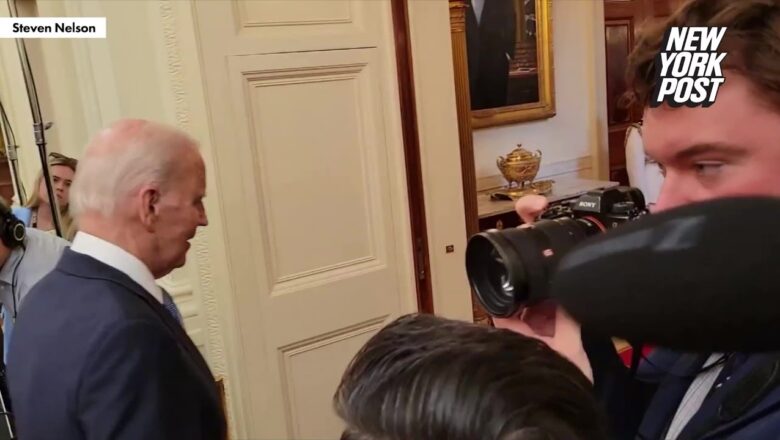 Biden grins, chuckles when asked about alleged tapes of him getting bribed