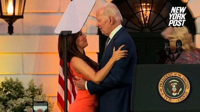 Biden raises eyebrows with Eva Longoria embrace at ‘Flamin’ Hot’ show