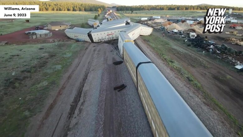 Video captures shocking aftermath of massive train derailment in Arizona