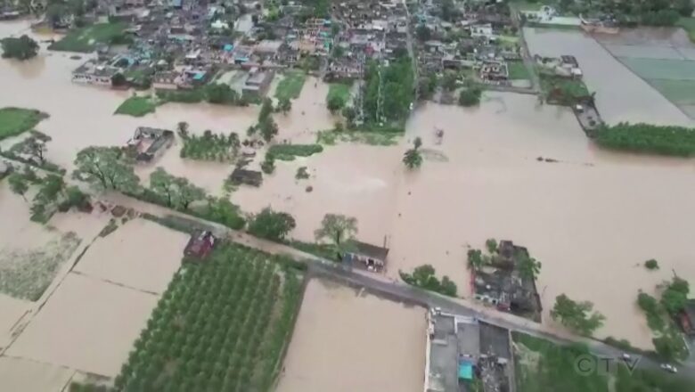 Drone video shows widespread flooding in India