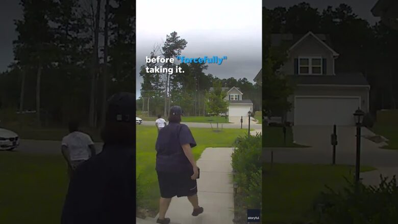 Doorbell camera captures suspect snagging package from delivery driver #Shorts