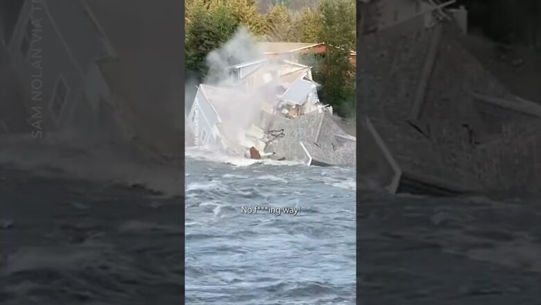 Home collapses into river after severe flooding in Alaska #Shorts