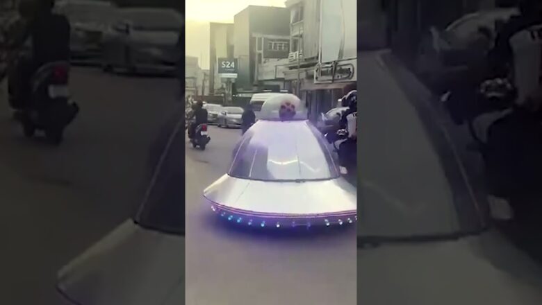 Homemade UFO car zooms down street, delights Earthlings #Shorts