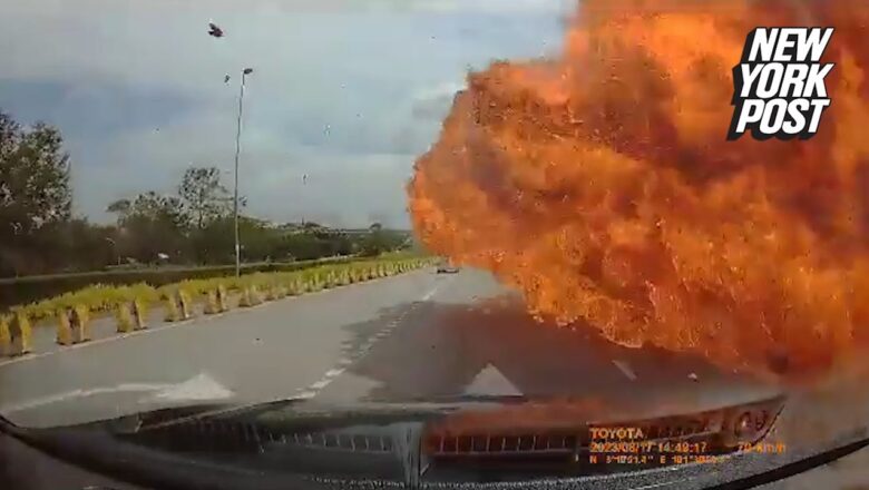 Horrifying moment private jet explodes in fireball when it crashes on road in Malaysia