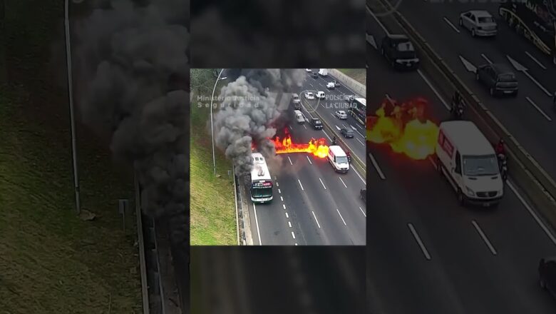 Large bus catches fire on road due to electrical malfunction #Shorts
