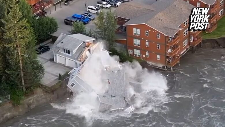 WATCH: Alaskan homes are devoured by river in glacial break flooding