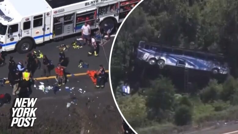 At least 1 dead, dozens injured after LI high school band bus overturns on NY highway