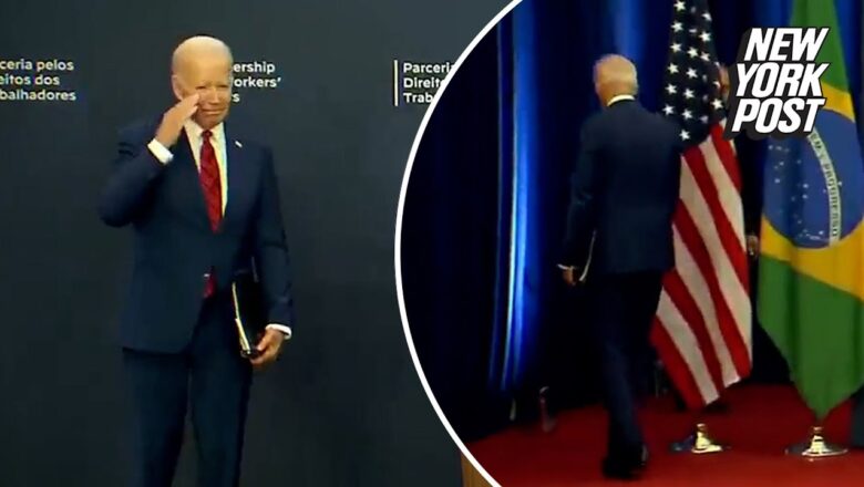 Confused Biden walks into flag then appears to anger Brazilian prez with handshake snub at UN